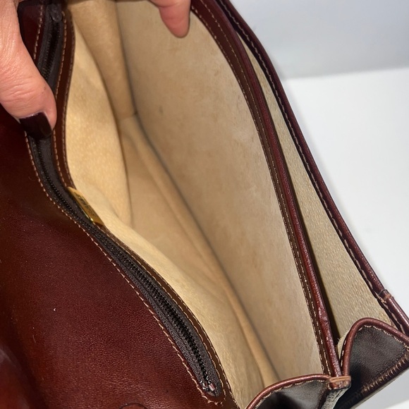 Bally Vintage Smooth Dark Brown Leather Stuctured Large Wristlet Clutch Bag - Picture 10 of 14